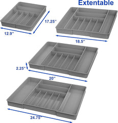 Simple Houseware Expandable Kitchen Drawer Flatware Organizer, Gray
