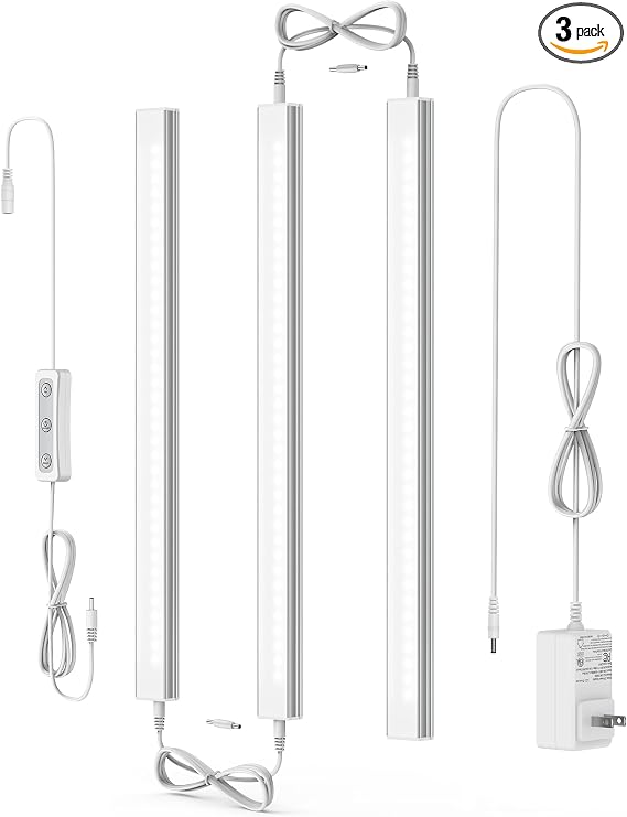 Under Cabinet Lighting, 4500K Daylight, 3 Pack 12 inch Linkable