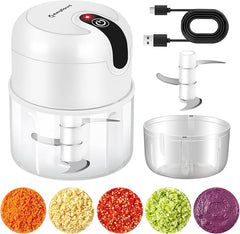EASYSPEED Electric Garlic Chopper 1 Cup, Mini USB Charging Wireless Food Processor with 304 Stainless Steel, 3 Sharp Blades