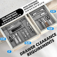 Simple Houseware Expandable Kitchen Drawer Flatware Organizer, Gray